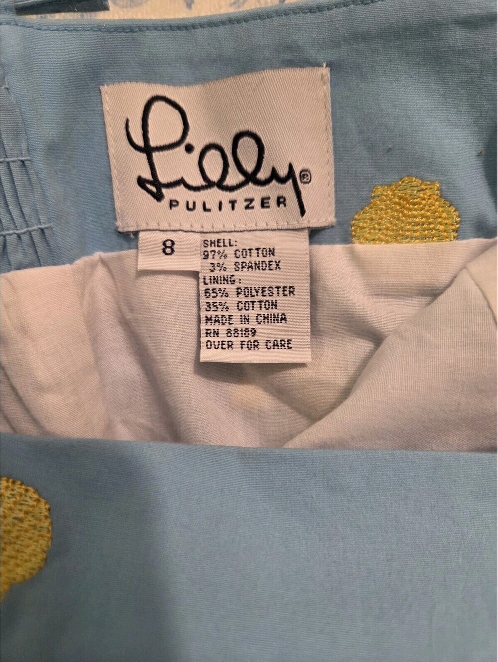 Lilly Pulitzer Sz 8 Lily Pad Cape Cod Blue Cocktail Dress Yellow Whale Vintage - Picture 9 of 10